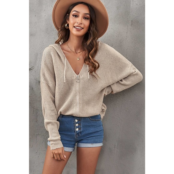 Zip-Up Distressed Hooded Cardigan- Four Colors Available - Picture 3 of 11